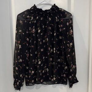 Madewell Floral Black Sheer Women's Top Small